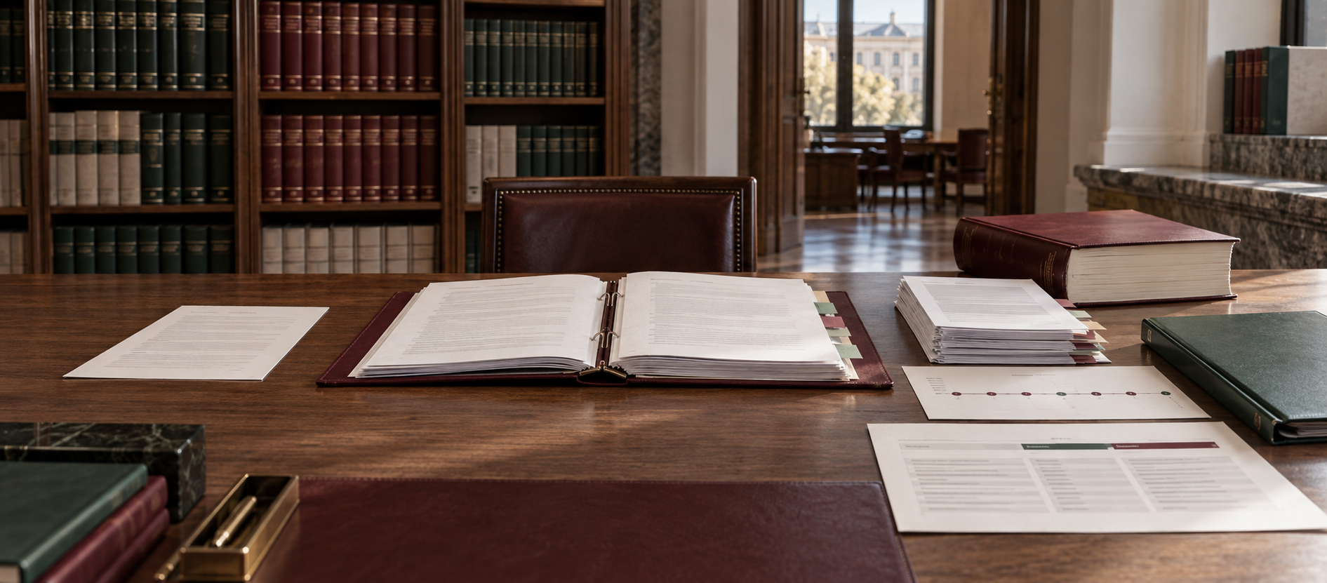 Realistische Gerichtsbibliothek mit Gegenüberstellung einer Gesetzesübersetzung und einer Recherche zum türkischen Recht